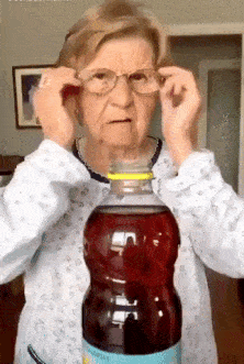 Grandmother and trick with glasses