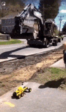 Excavators and children