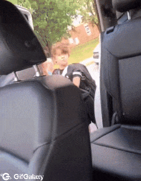 Happy baby in car