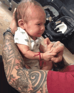 Baby bites little finger
