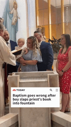 Baby drops book