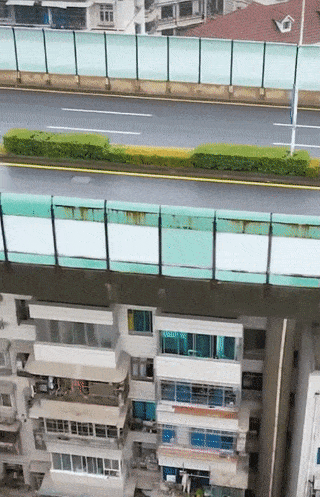 Road above buildings