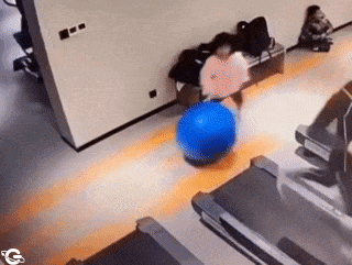 Child in gym and treadmill