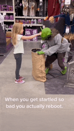 Little girl and scary toy
