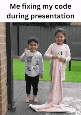 Little girl shows trick with brother