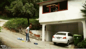 Girlfriend throws laundry at boyfriend