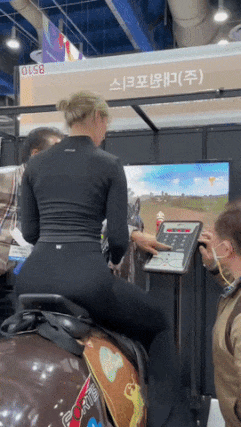 Girl on horse riding simulation