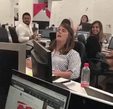 Girl sleeps at work