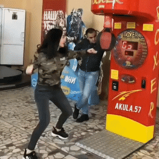 Girl hits bag