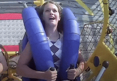 Girl in amusement park and bird