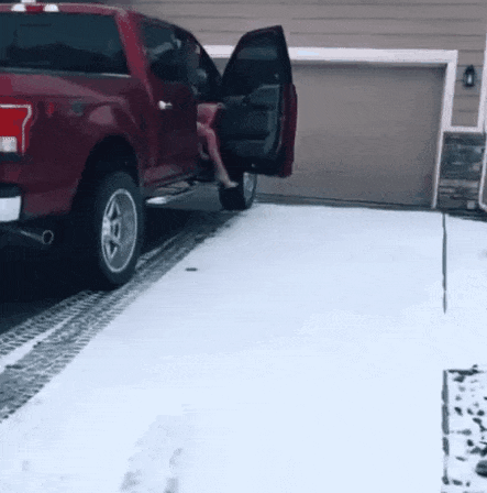 Girl in high heels on snow