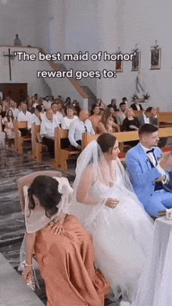 Fan and girl at wedding