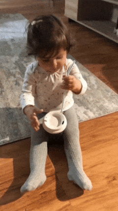 Angry baby and straw