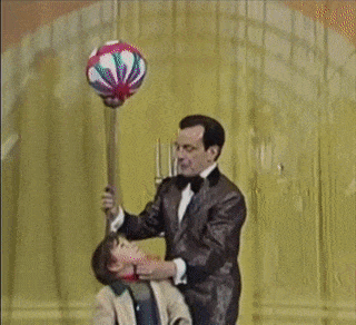 Crazy magician and boy