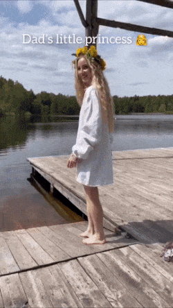 Little princess falls in water