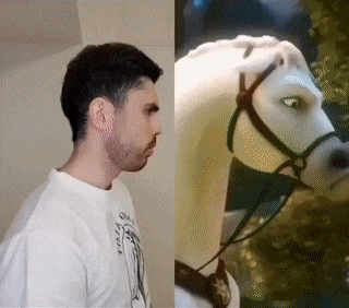 Guy imitates horse
