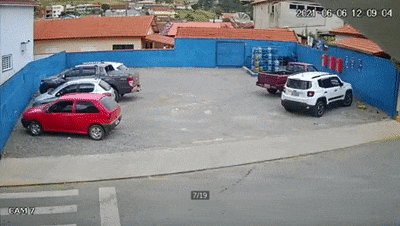 Guy crosses street and dog