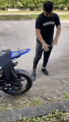 Motorcyclist fell in water