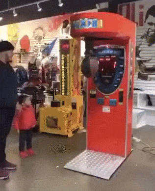 Father and son in amusement park