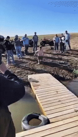 Dwarf jumps in water