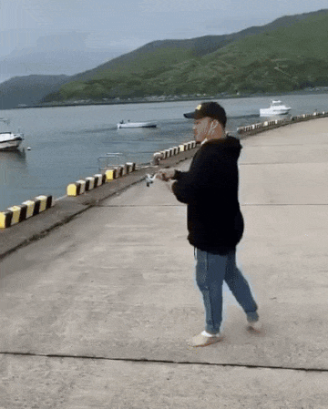 Fishing and falling in water