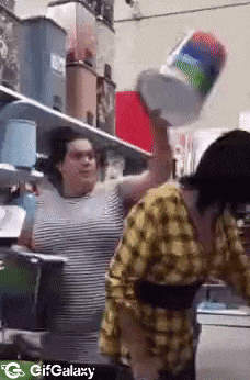 Prank with bucket on head