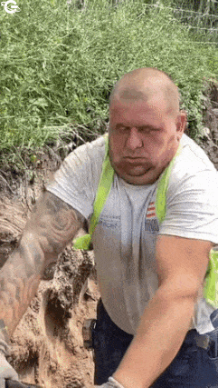 Worker and shaking face
