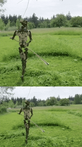 Robot mows grass