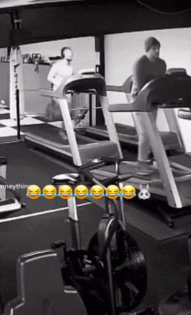 Taking off shirt on treadmill