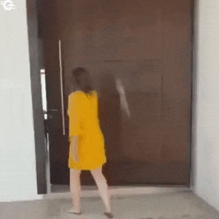 Wife comes home and door