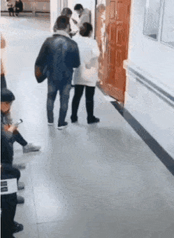 Pregnant woman and guy like a chair