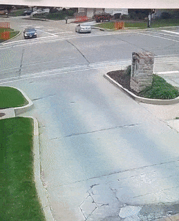 Driver hit brick pillar