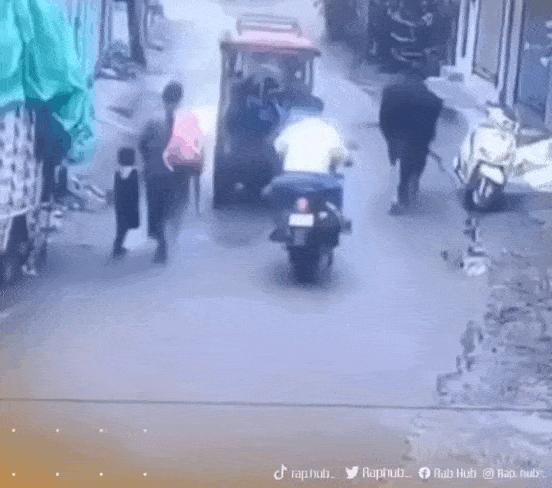 In Egypt, a cow steals a motorcycle.