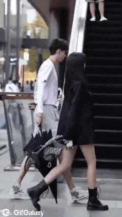 Umbrella and escalator