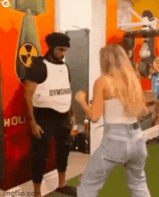 Boxing girl and coach