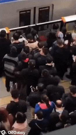 Man gets off the train