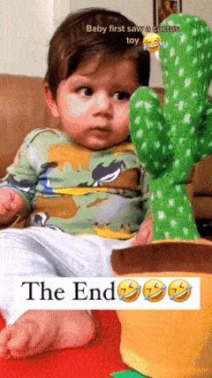 Children and toy cactus