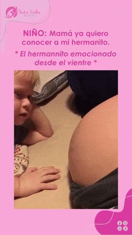 Boy and pregnant woman belly