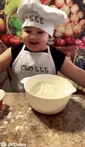 Child chef and flour