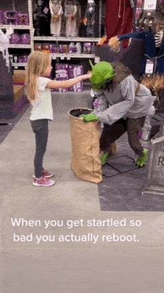 Little girl and scary toy