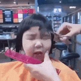 Little girl at hairdresser 4