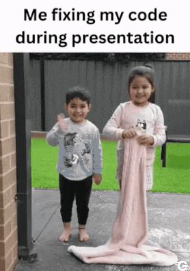 Little girl shows trick with brother