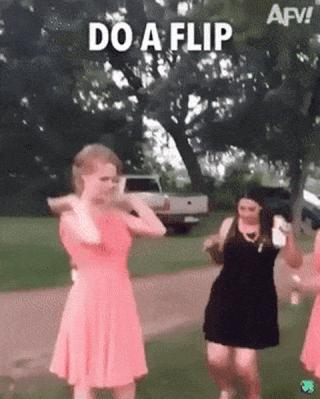 Girl and flips forward