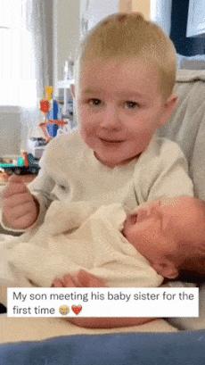 Emotions of boy on baby sister