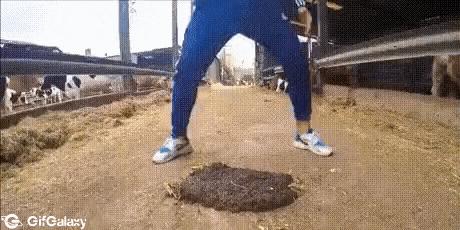 Farmer breakdancer and cow dung