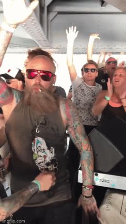 Grabbing for bridge on boat