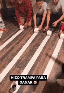 Game with toilet paper and glasses