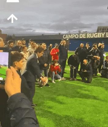 Kicking a rugby ball