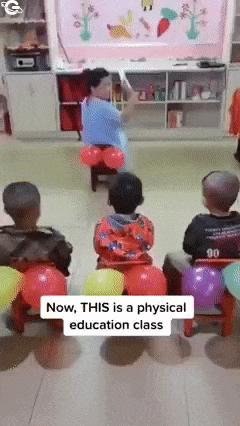 Teacher teaches children to wipe their buttocks