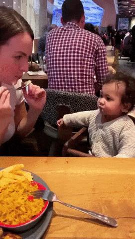 Angry baby and spilled food